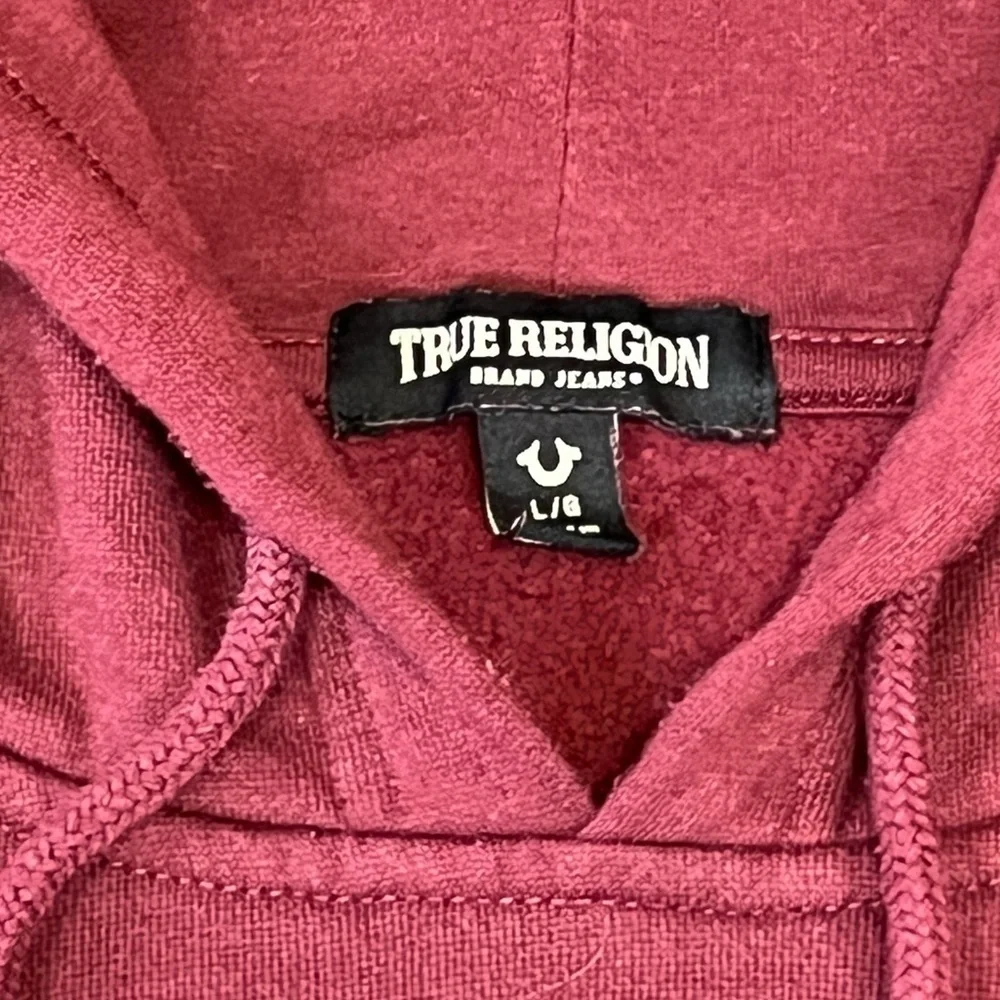 True Religion Men’s Logo Back Hoodie. Burgundy Size Large #1220